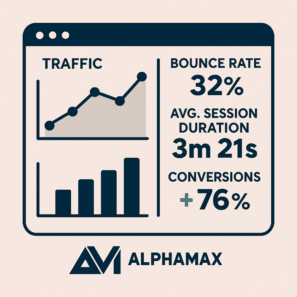 SEO performance dashboard showing metrics for a successful WooCommerce store