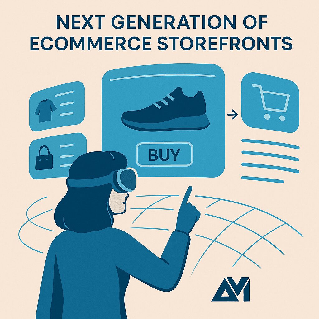 Futuristic mockup of an ARVR shopping experience illustrating the next generation of ecommerce storefronts