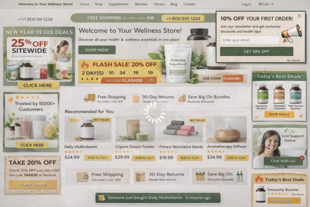 Cluttered Health Ecommerce Website