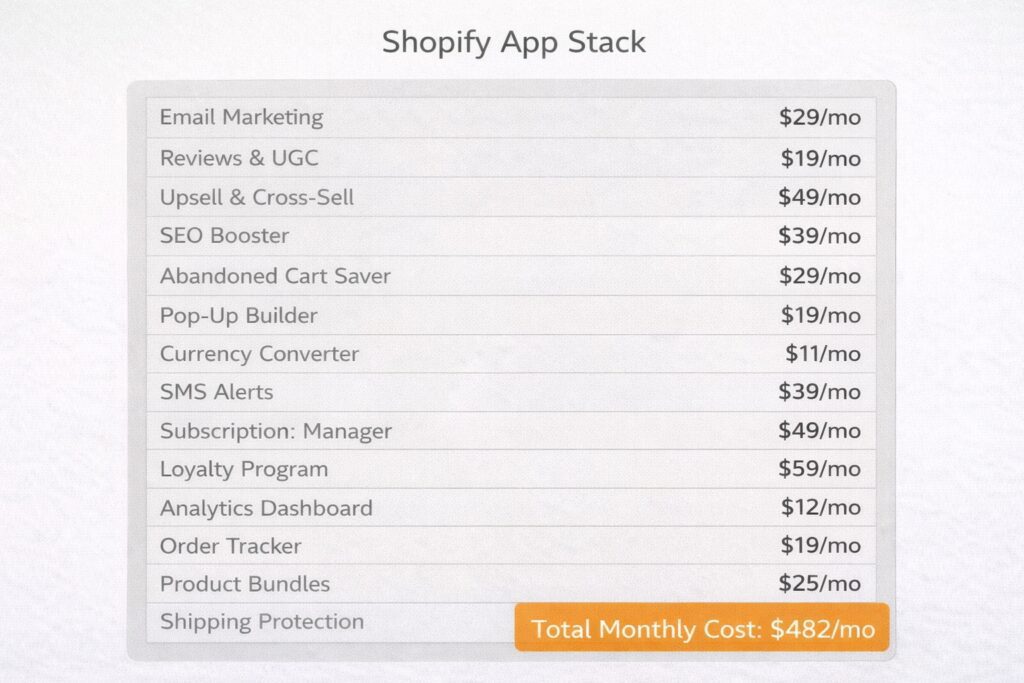 Shopify App Stack Monthly Costs