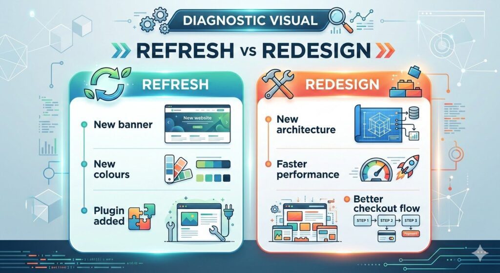 Website refresh vs Website redesign