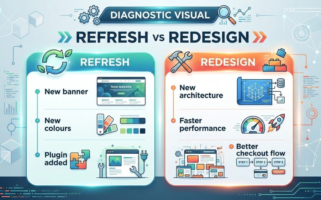 Website refresh vs Website redesign
